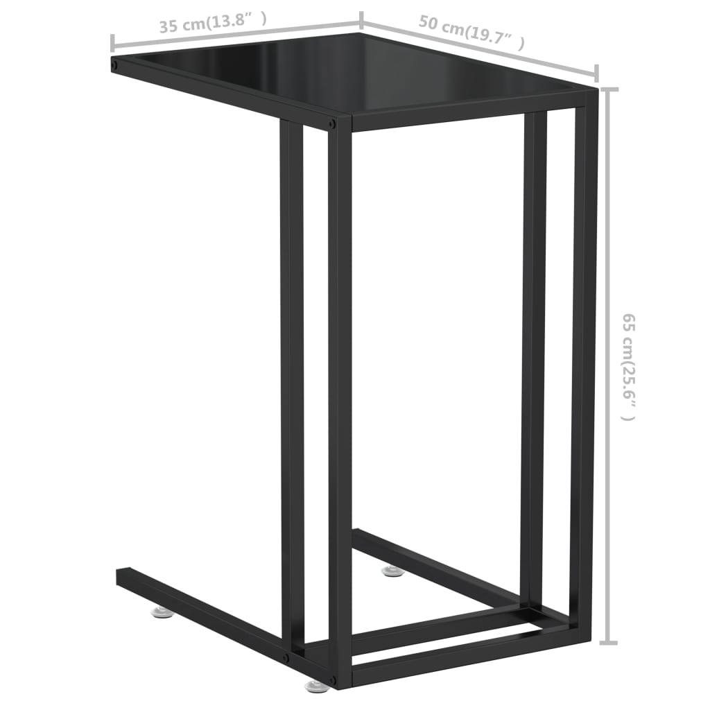Bočni stolić za računalo crni 50x35x65 cm od kaljenog stakla