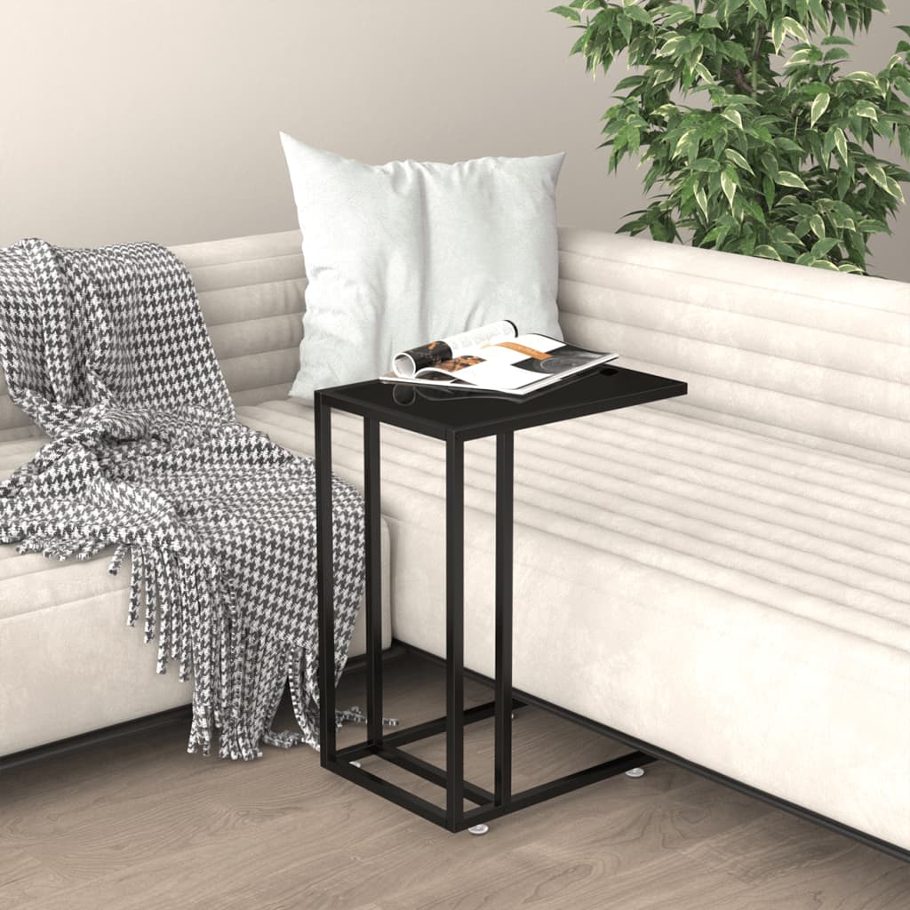 Bočni stolić za računalo crni 50x35x65 cm od kaljenog stakla