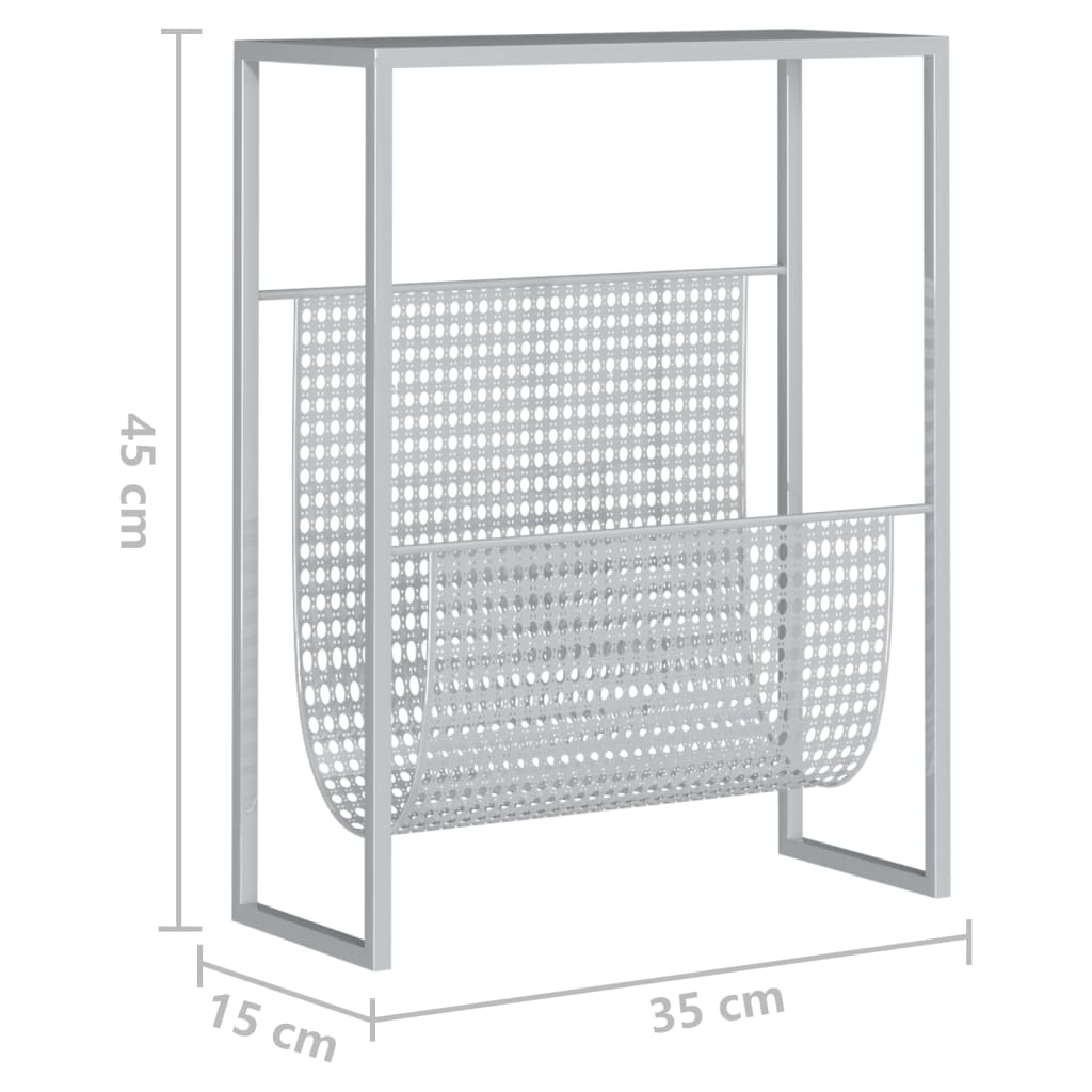 Stalak za časopise srebrni 35 x 15 x 45 cm čelični