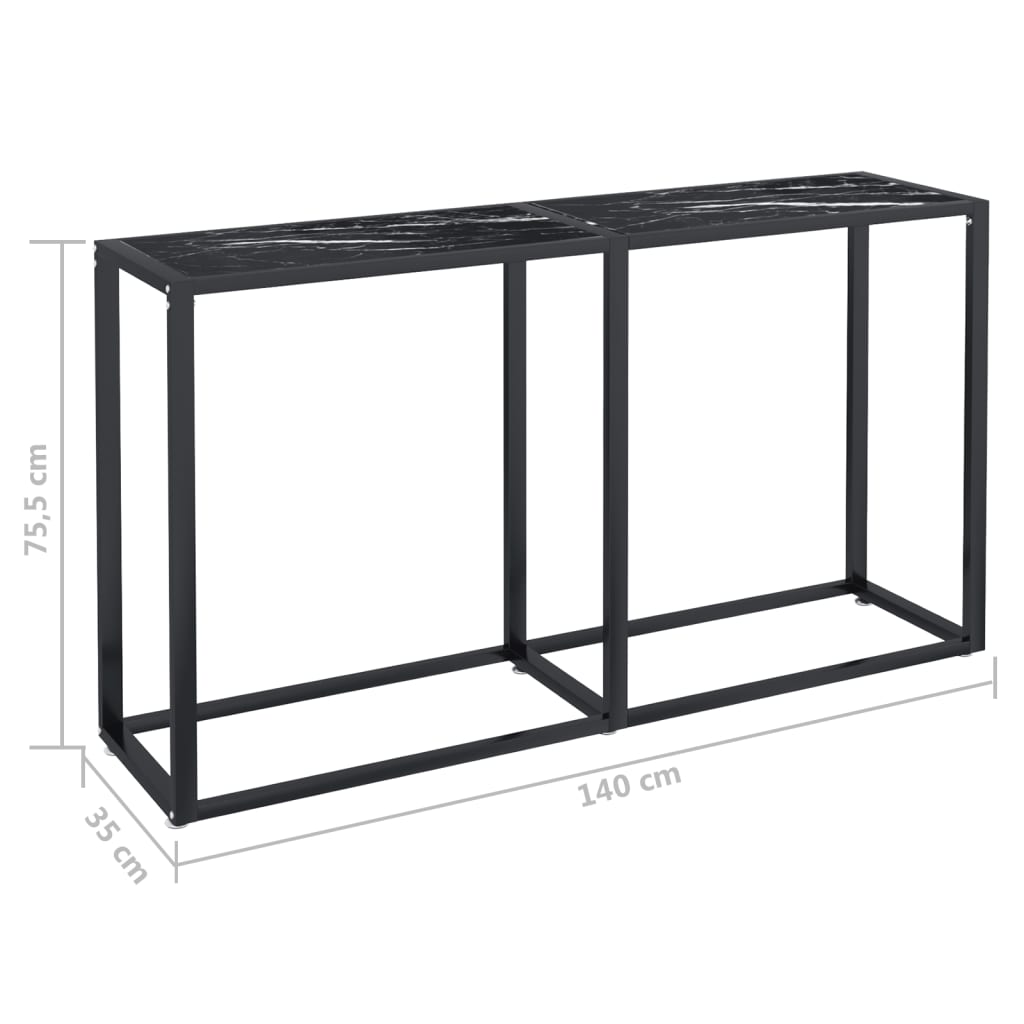 Konzolni stol boja crnog mramora 140x35x75,5 cm kaljeno staklo