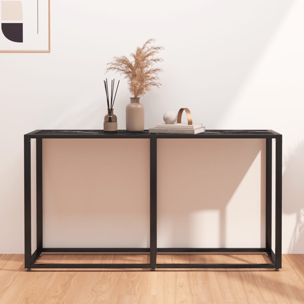 Konzolni stol boja crnog mramora 140x35x75,5 cm kaljeno staklo