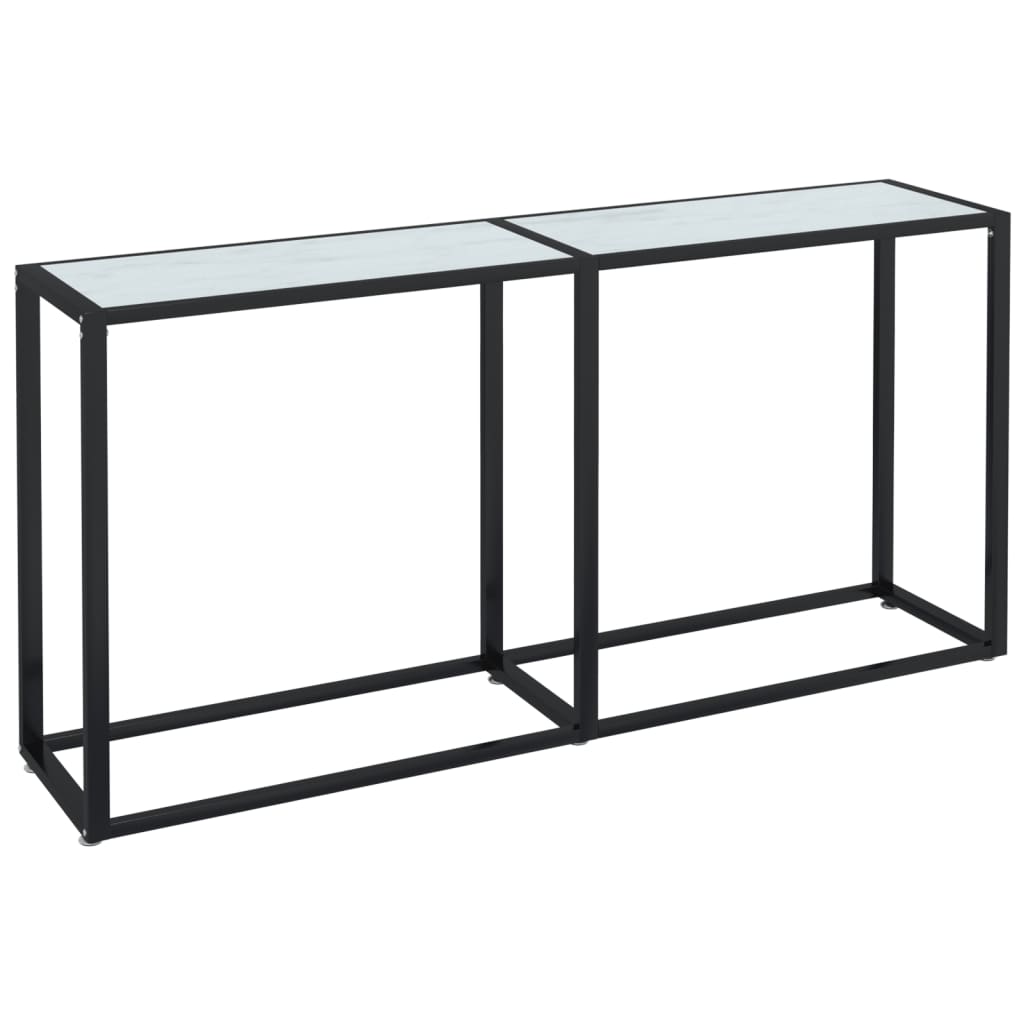 Konzolni stol boja bijeli mramor 160x35x75,5 cm kaljeno staklo