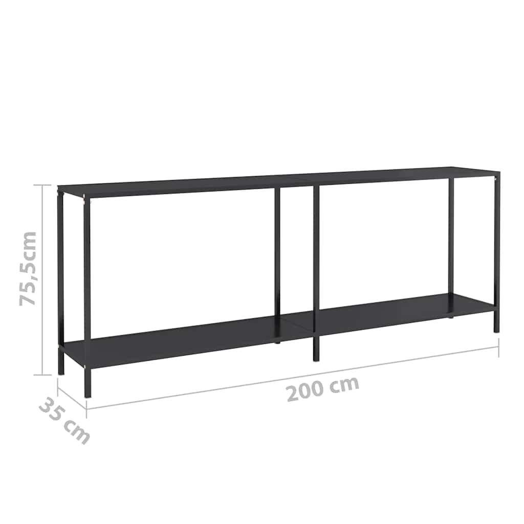 Konzolni stol crni 200 x 35 x 75,5 cm od kaljenog stakla