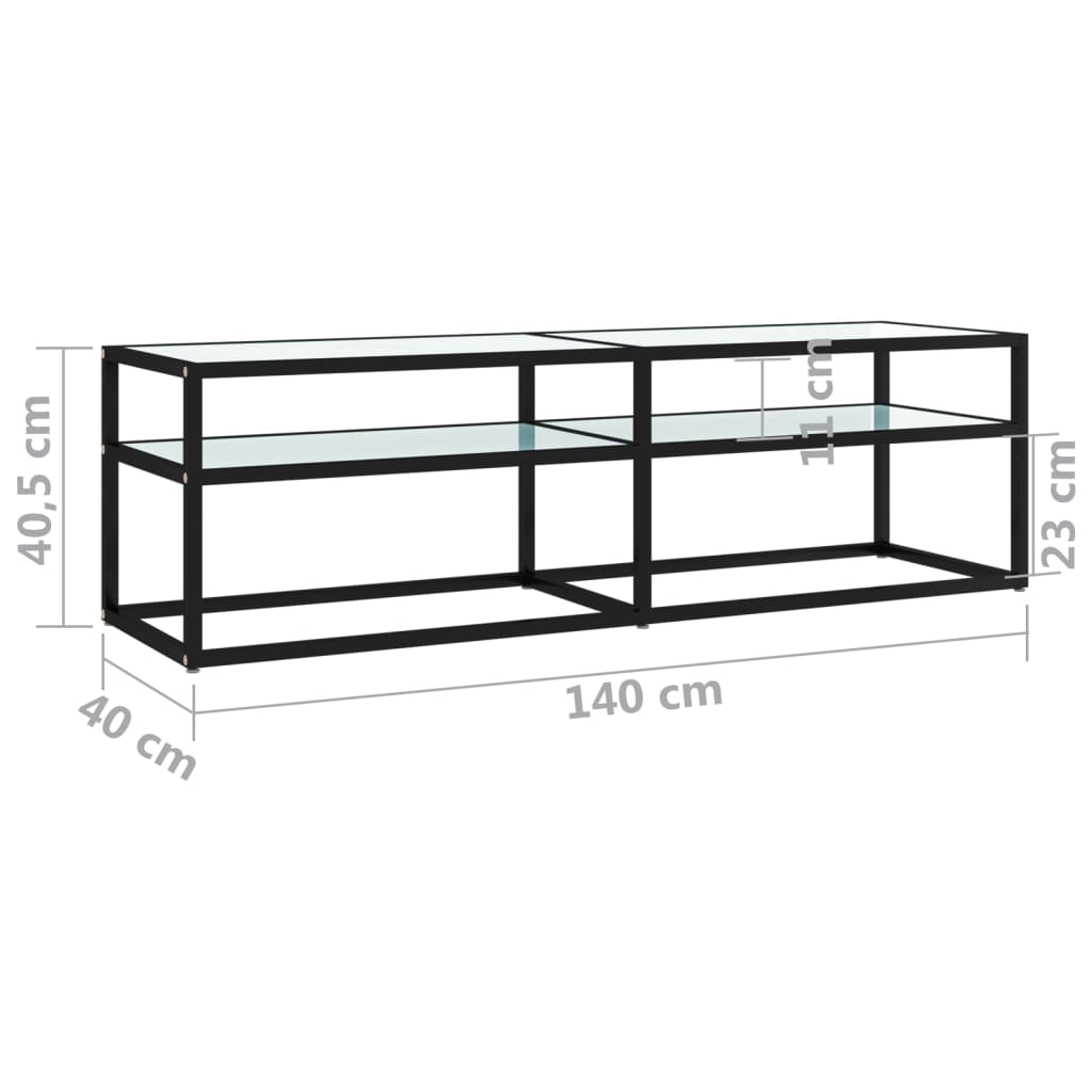 TV ormarić boja bijelog mramora 140x40x40,5 cm kaljeno staklo
