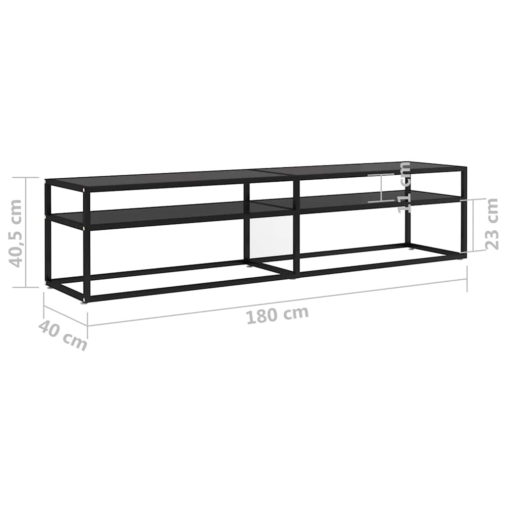 TV ormarić crni 180 x 40 x 40,5 cm od kaljenog stakla