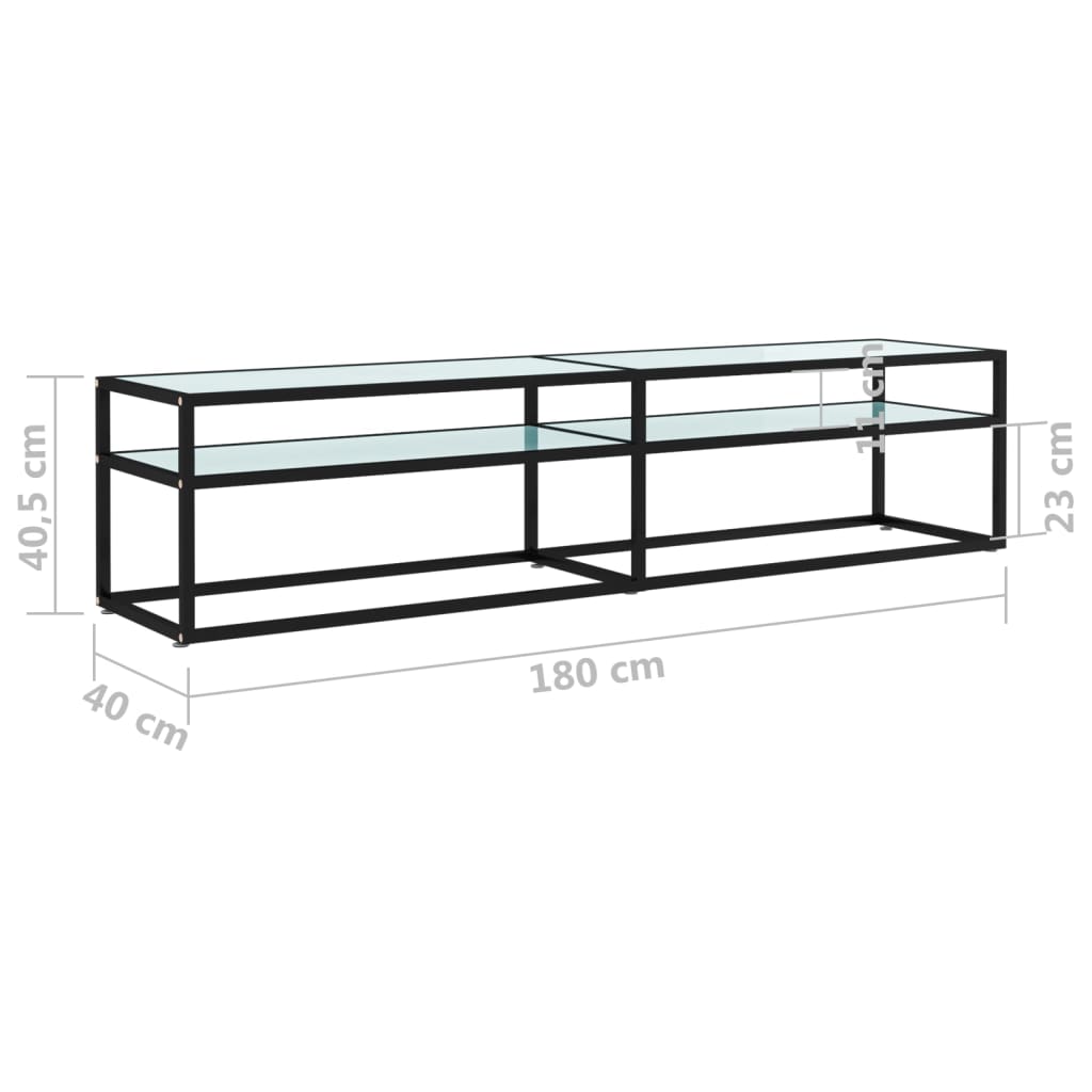 TV ormarić boja bijelog mramora 180x40x40,5 cm kaljeno staklo