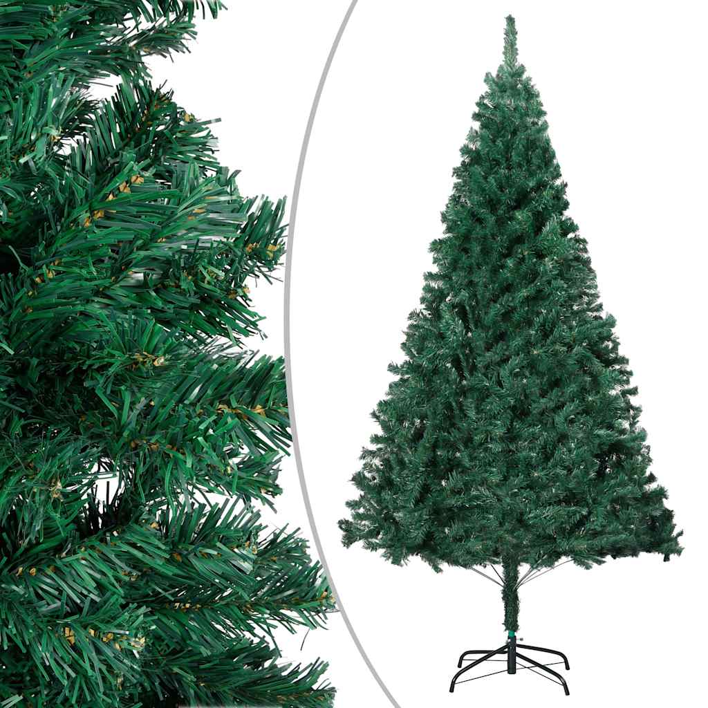 Umjetno osvijetljeno božićno drvce s kuglicama zeleno 210cm PVC