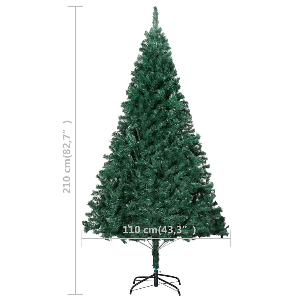 Umjetno osvijetljeno božićno drvce s kuglicama zeleno 210cm PVC
