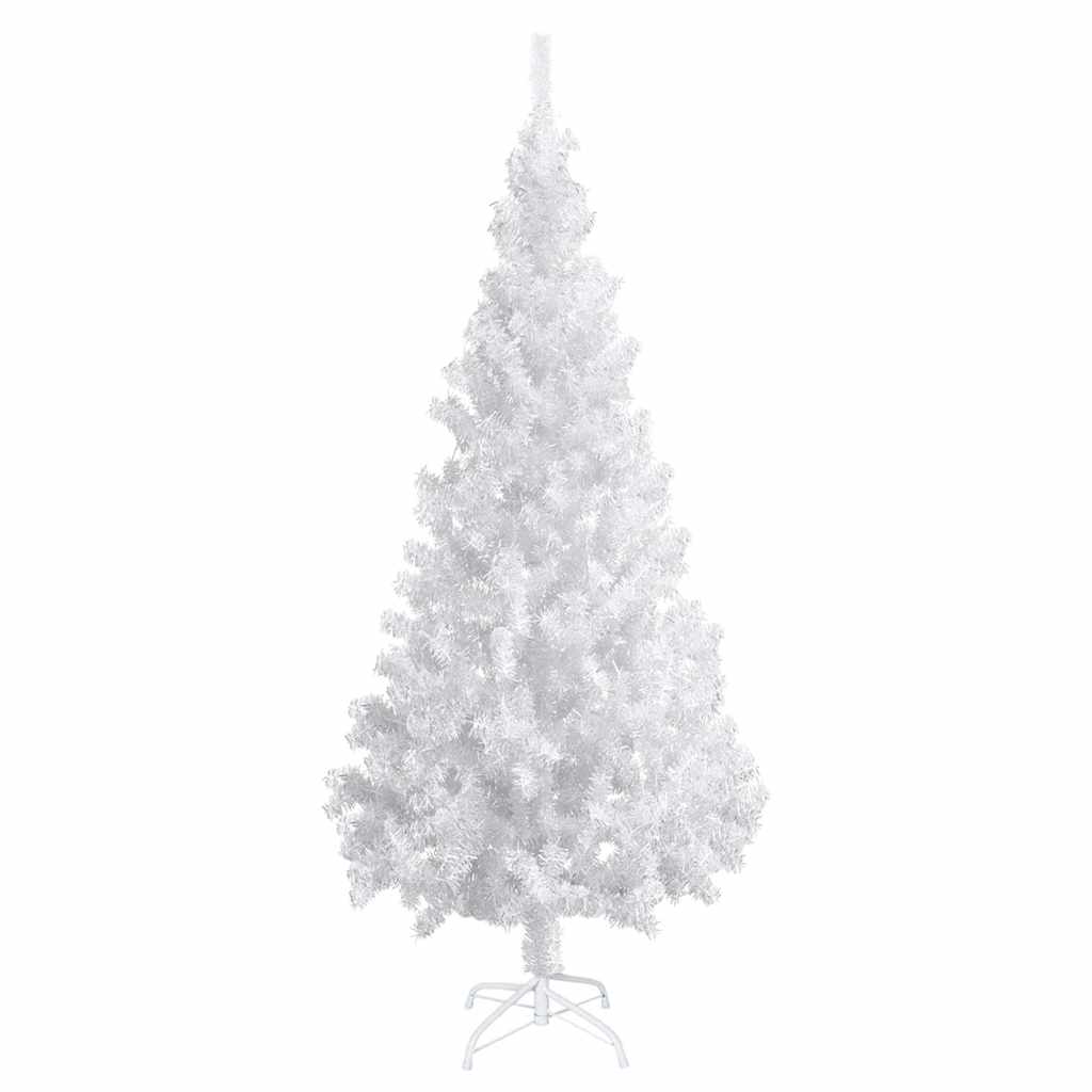 Umjetno osvijetljeno božićno drvce i kuglice bijelo 180 cm PVC