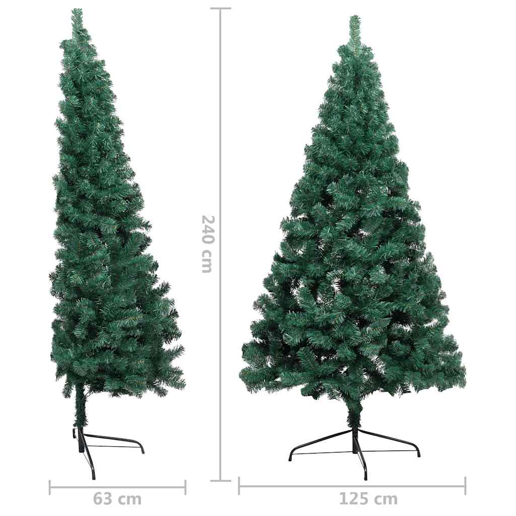 Umjetna osvijetljena polovica božićnog drvca zelena 240 cm