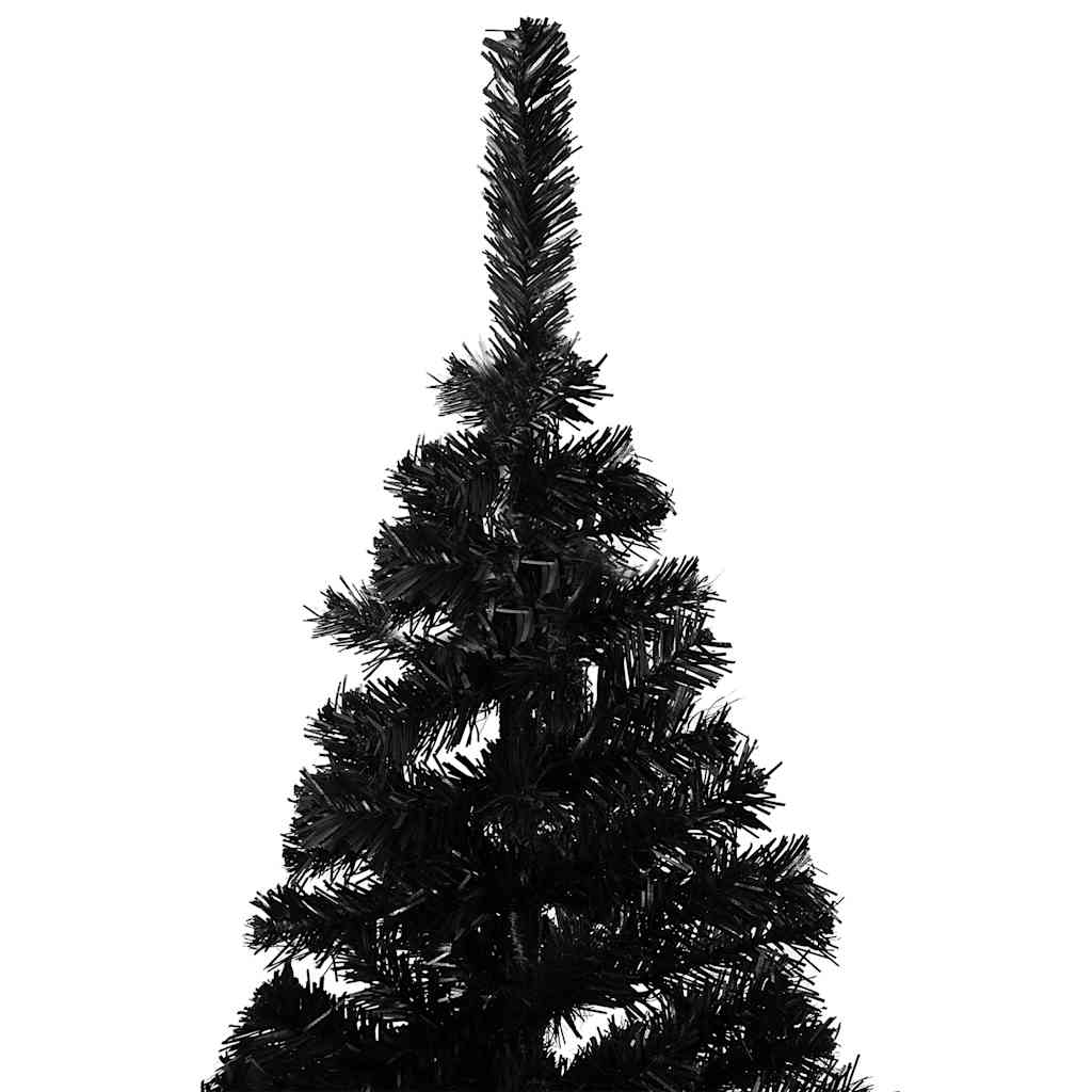 Umjetno osvijetljeno božićno drvce s kuglicama crno 150 cm PVC