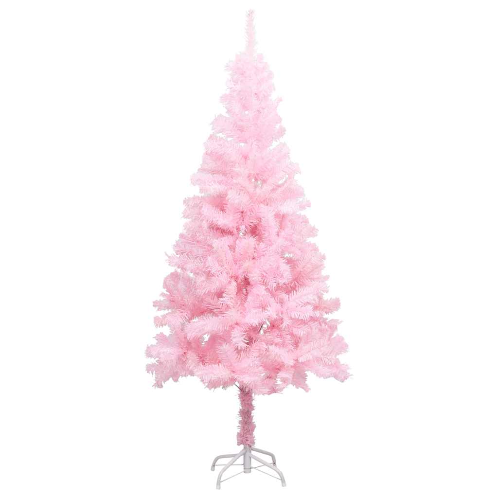 Umjetno osvijetljeno božićno drvce s kuglicama rozo 150 cm PVC
