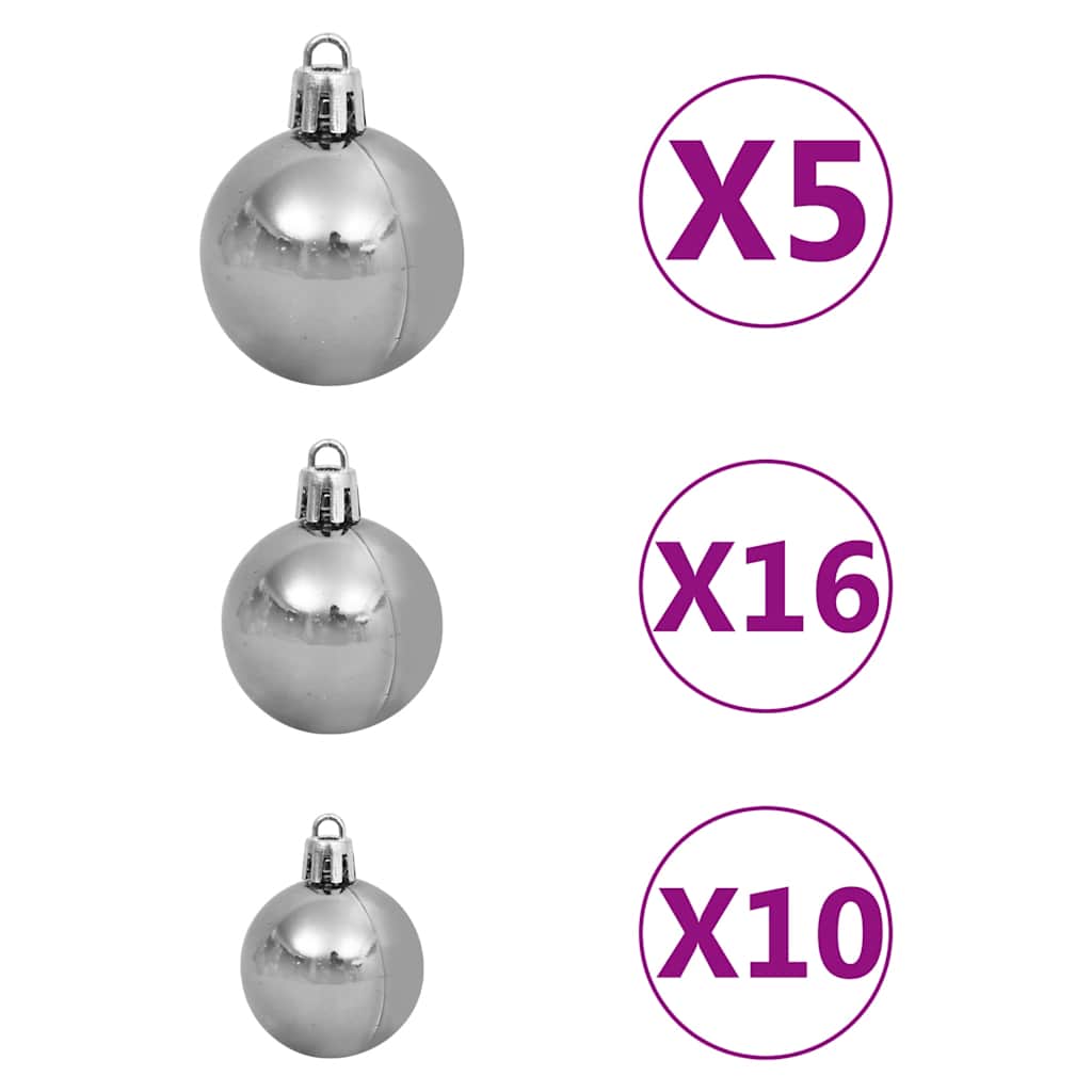 Umjetno osvijetljeno božićno drvce s kuglicama rozo 210 cm PVC