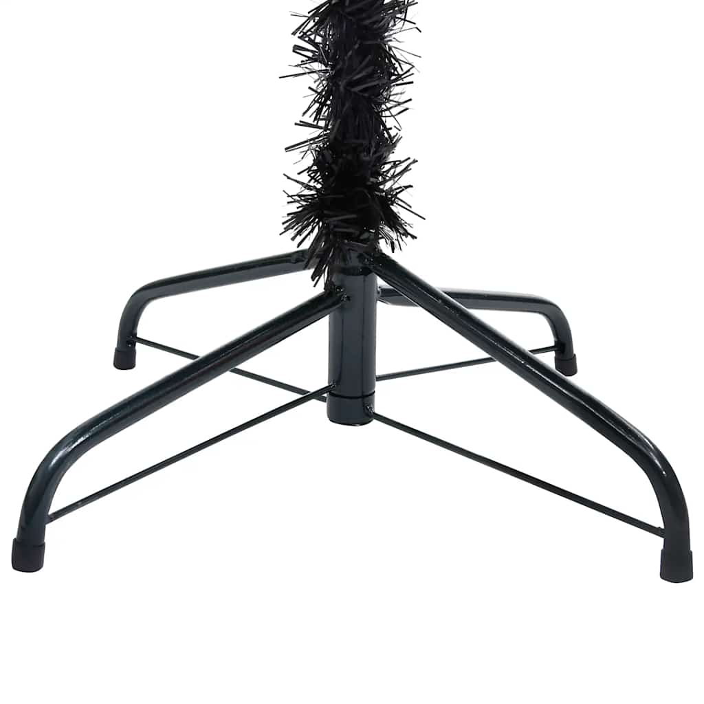 Umjetno osvijetljeno božićno drvce s kuglicama crno 150 cm PVC