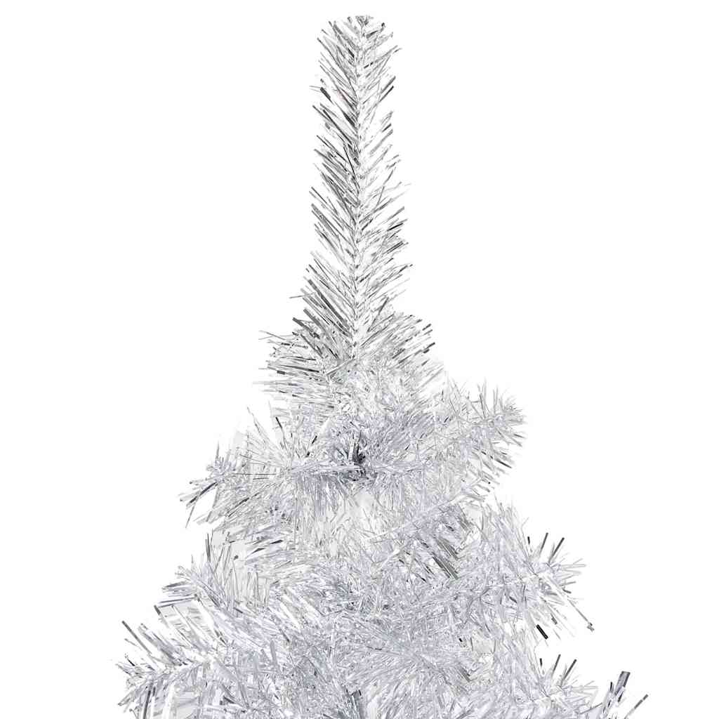 Umjetno osvijetljeno božićno drvce i kuglice srebrno 120 cm PET