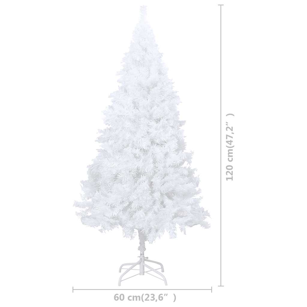Umjetno osvijetljeno božićno drvce s kuglicama bijelo 120cm PVC