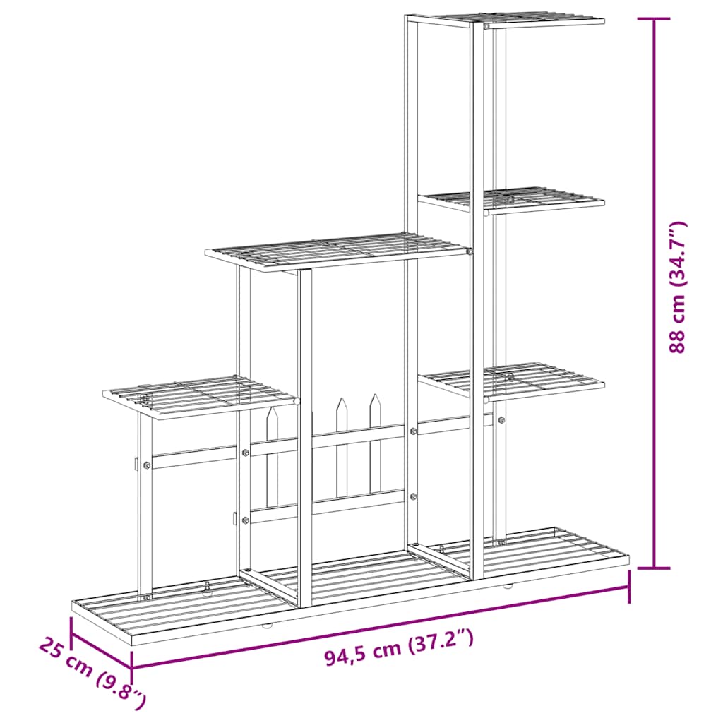Stalak za cvijeće 94,5 x 25 x 88 cm crni metalni