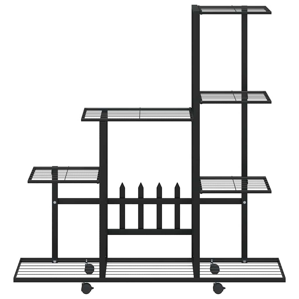Stalak za cvijeće s kotačima 94,5 x 25 x 92,5 cm crni metalni