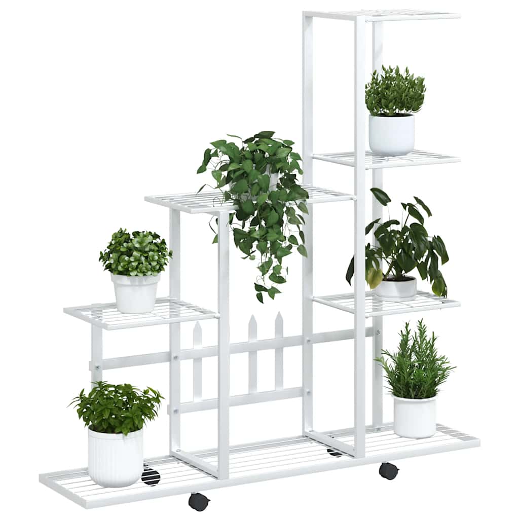 Stalak za cvijeće s kotačima 94,5 x 25 x 92,5 cm bijeli metalni