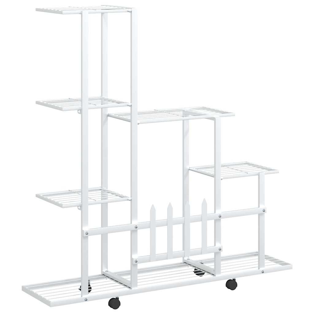 Stalak za cvijeće s kotačima 94,5 x 25 x 92,5 cm bijeli metalni