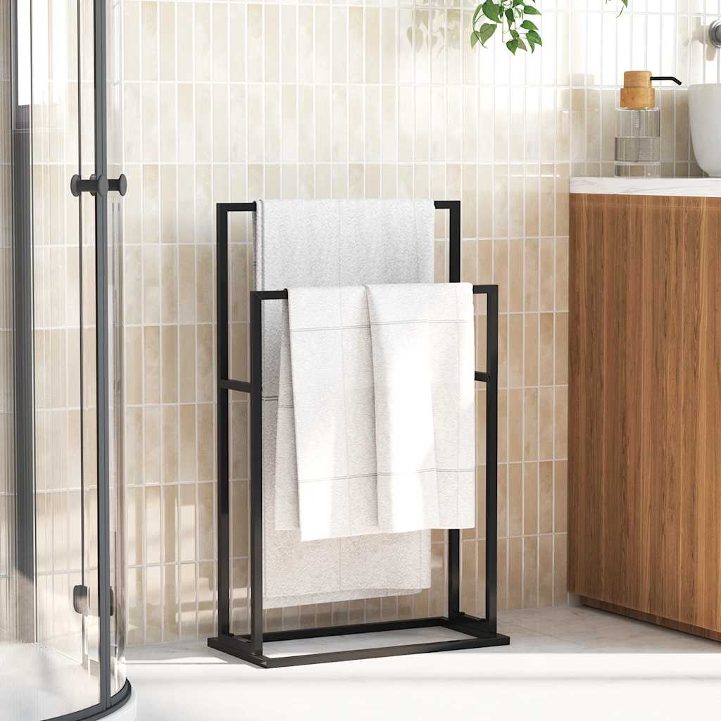 Samostojeći stalak za ručnike crni 48 x 24 x 78,5 cm željezni