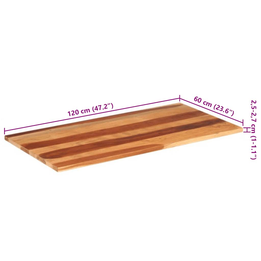 Stolna ploča 120 x 60 x (2,5 - 2,7) cm od masivnog drva bagrema