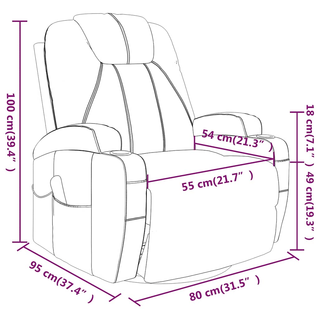 Ljuljajuća masažna fotelja od umjetne kože antracit