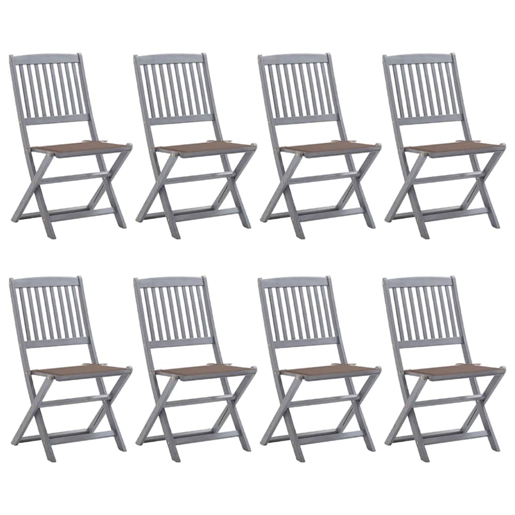 Sklopive vrtne stolice s jastucima 8 kom masivno bagremovo drvo