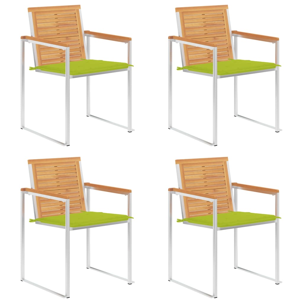 Vrtne stolice s jastucima 4 kom od masivne tikovine