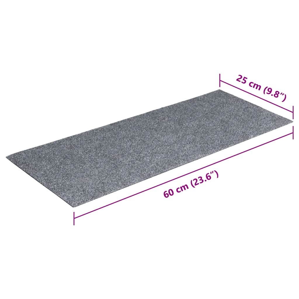 Prostirke za stepenice samoljepljive 15 kom 60x25 cm svijetlo sive pravokutne