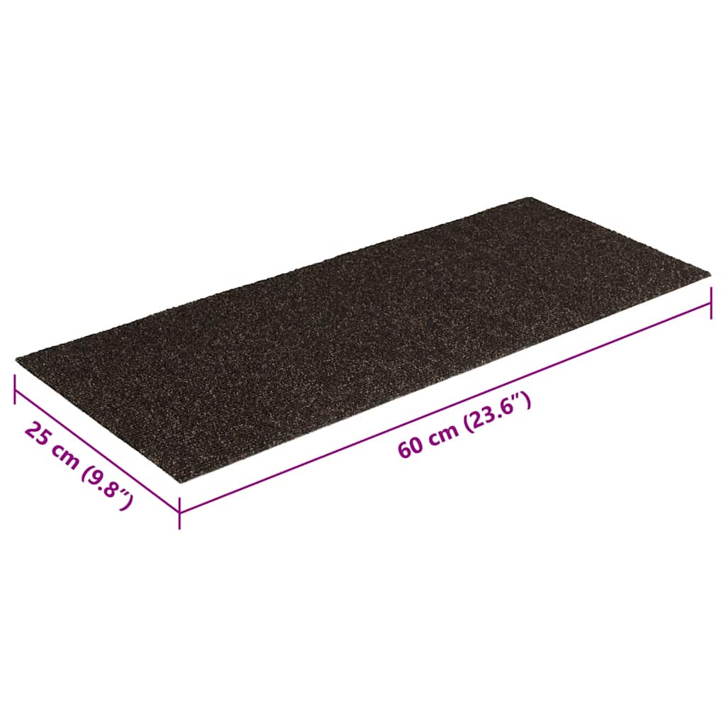 Prostirke za stepenice samoljepljive 15 kom 60x25 cm tamnosmeđe pravokutne