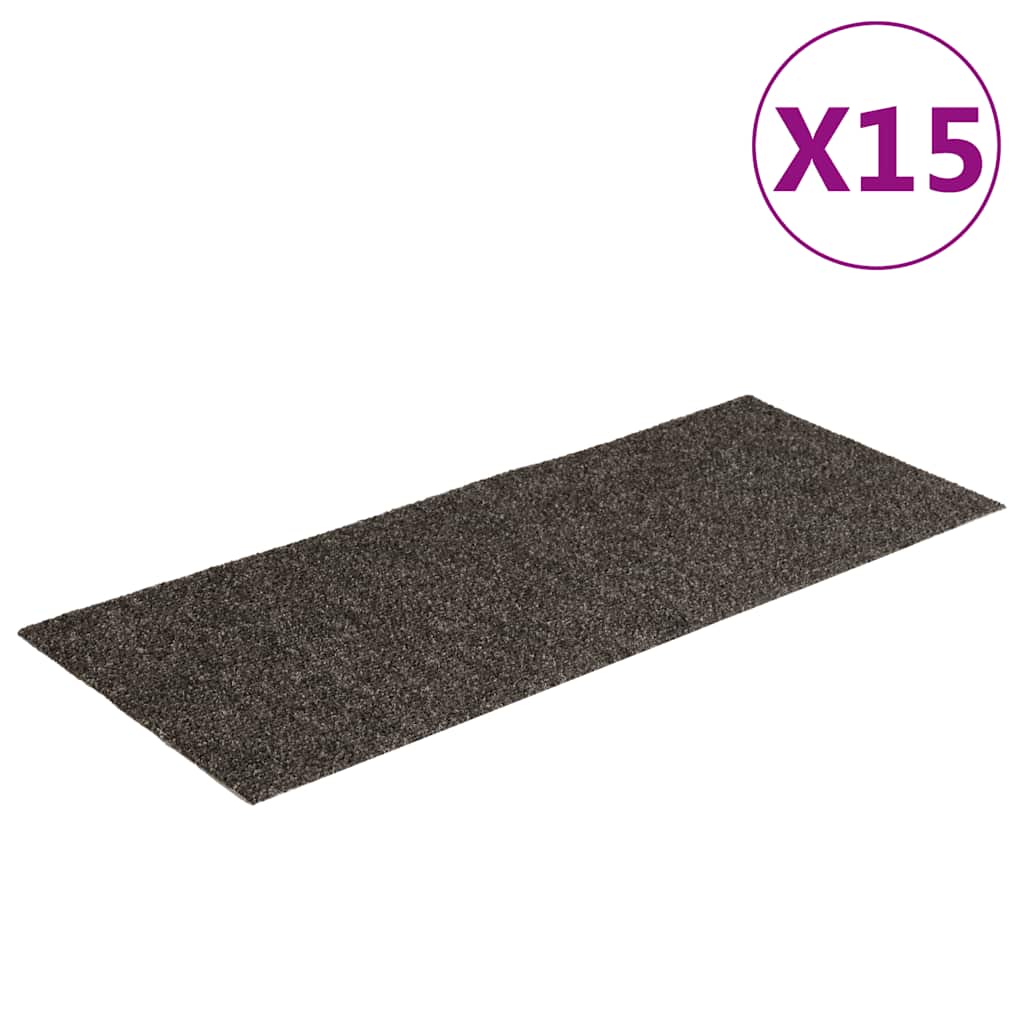 Prostirke za stepenice samoljepljive 15 kom 60x25 cm antracit pravokutne