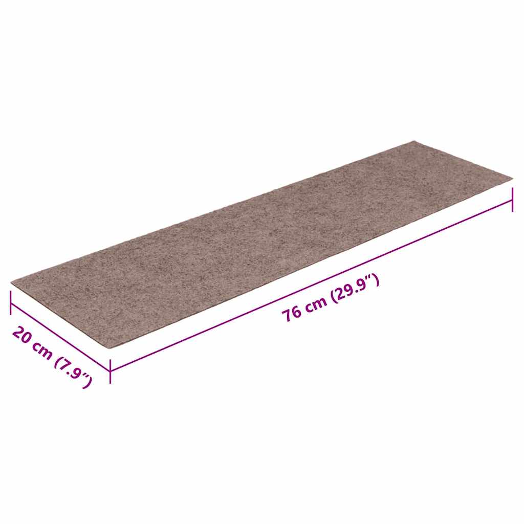 Prostirke za stepenice samoljepljive 15 kom 76x20 cm svijetlosmeđe pravokutne