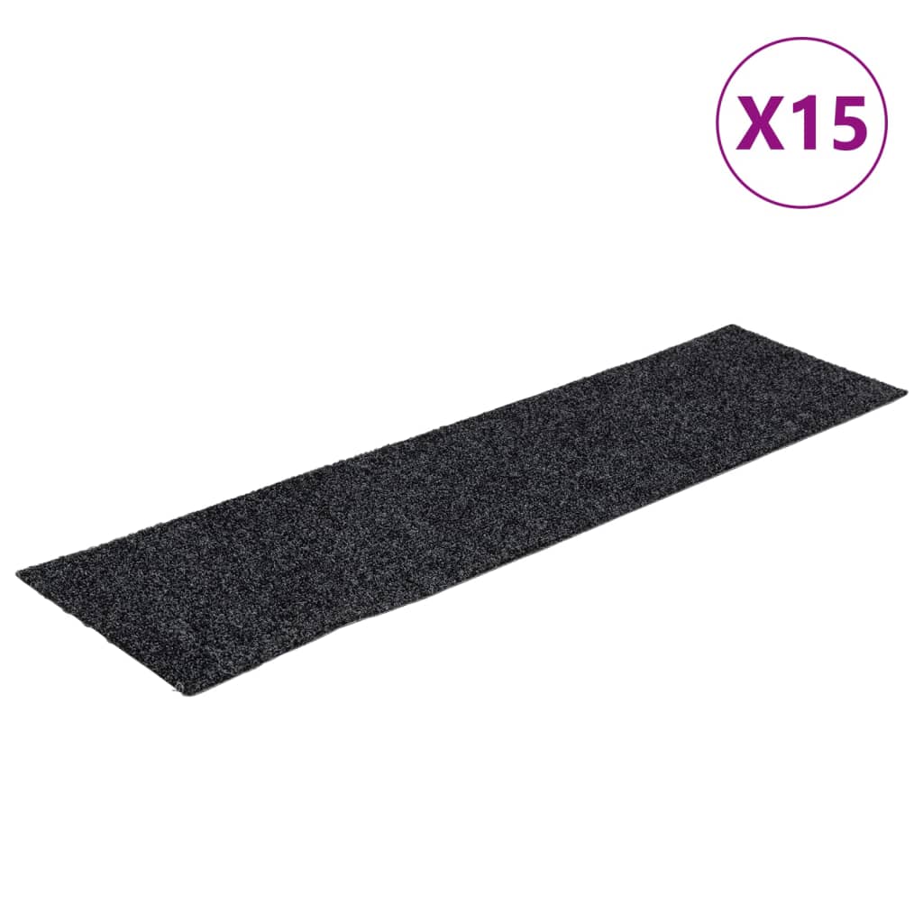 Prostirke za stepenice samoljepljive 15 kom 76x20 cm tamnosive pravokutne