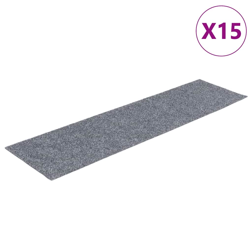 Prostirke za stepenice samoljepljive 15 kom 76x20 cm svijetlo sive pravokutne