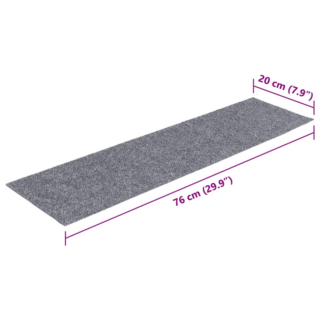 Prostirke za stepenice samoljepljive 15 kom 76x20 cm svijetlo sive pravokutne