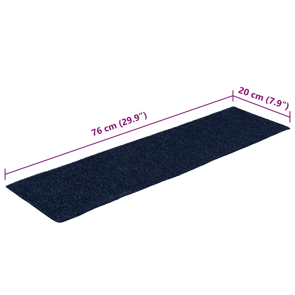 Prostirke za stepenice samoljepljive 15 kom 76x20 cm tamnoplave pravokutne