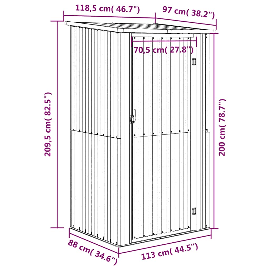 Vrtno spremište antracit 118,5 x 97 x 209,5 cm pocinčani čelik