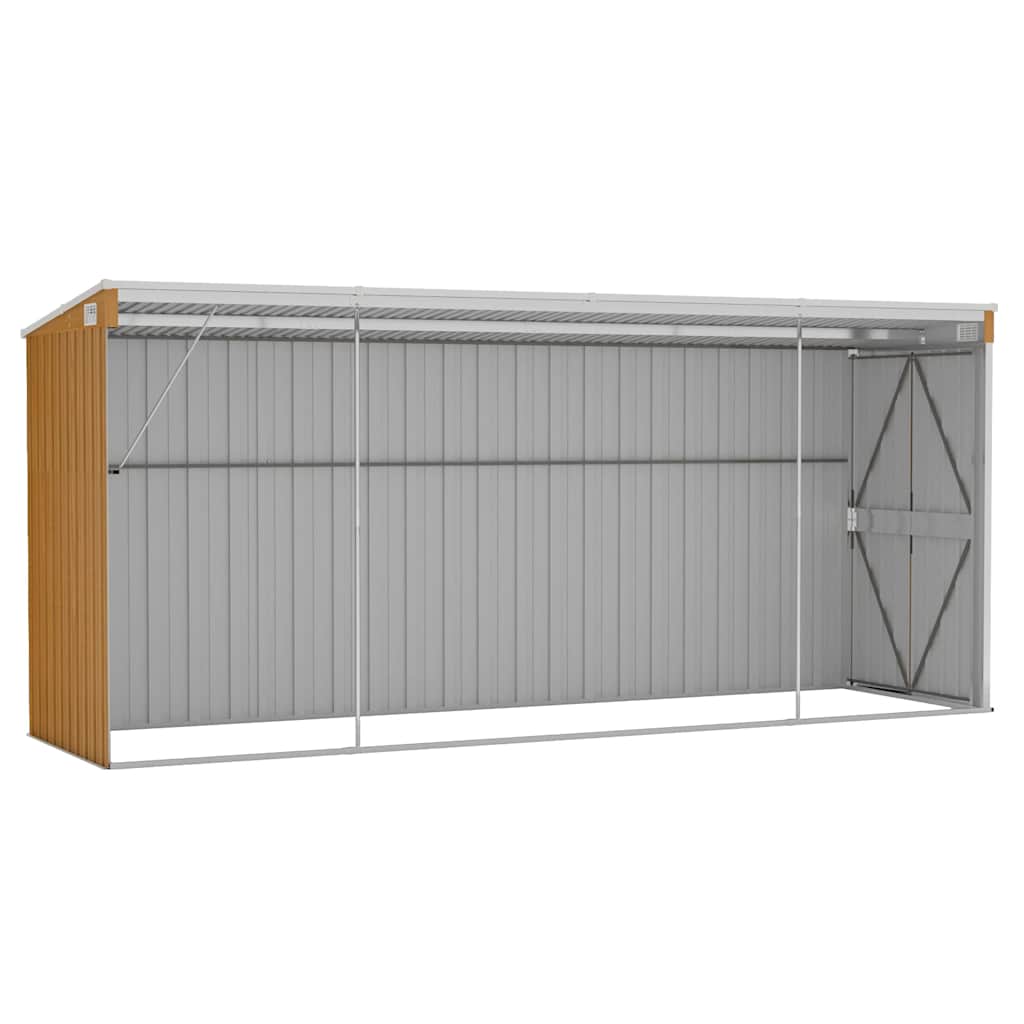 Zidna vrtna kućica smeđa 118x382x178 cm pocinčani čelik