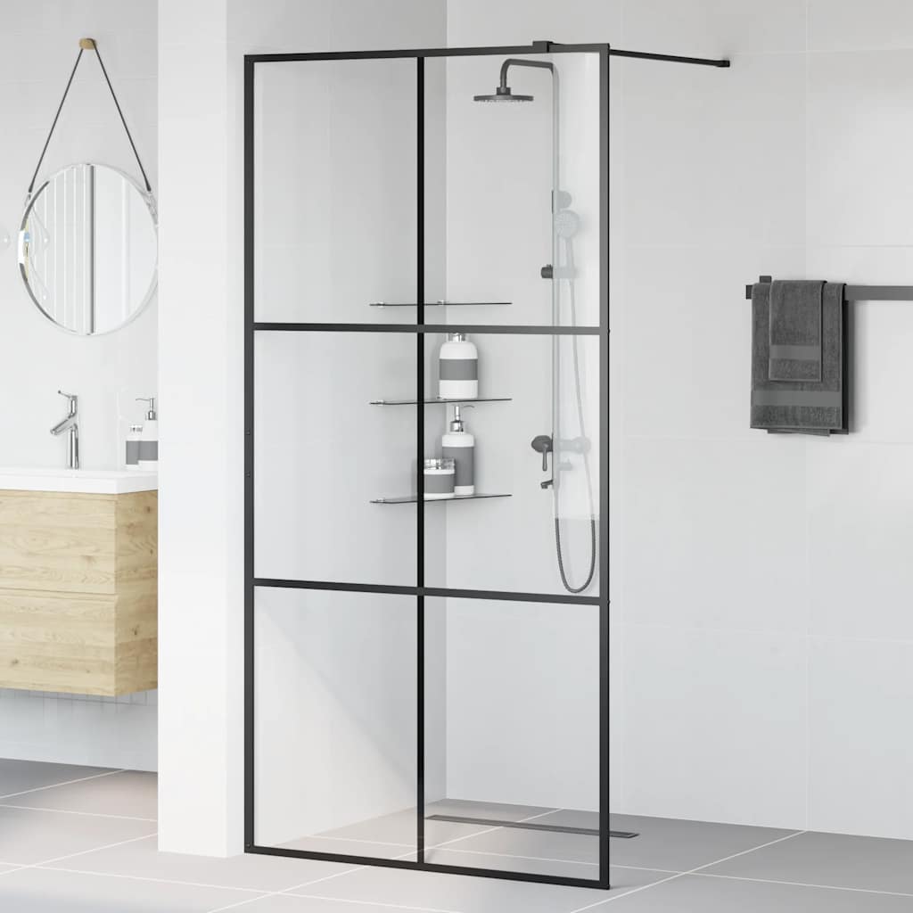 Pregrada za tuširanje s prozirnim staklom ESG 100 x 195 cm crna