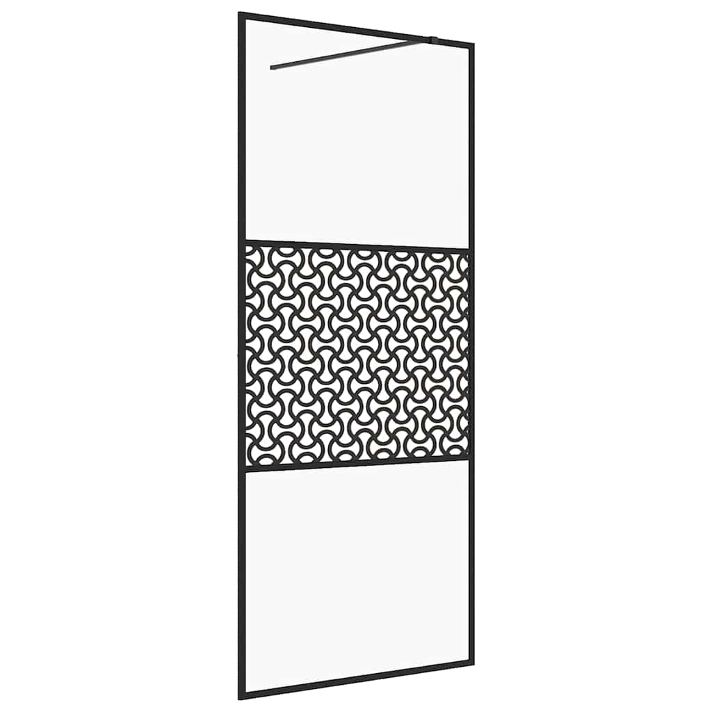 Pregrada za tuširanje s prozirnim staklom ESG 80 x 195 cm crna