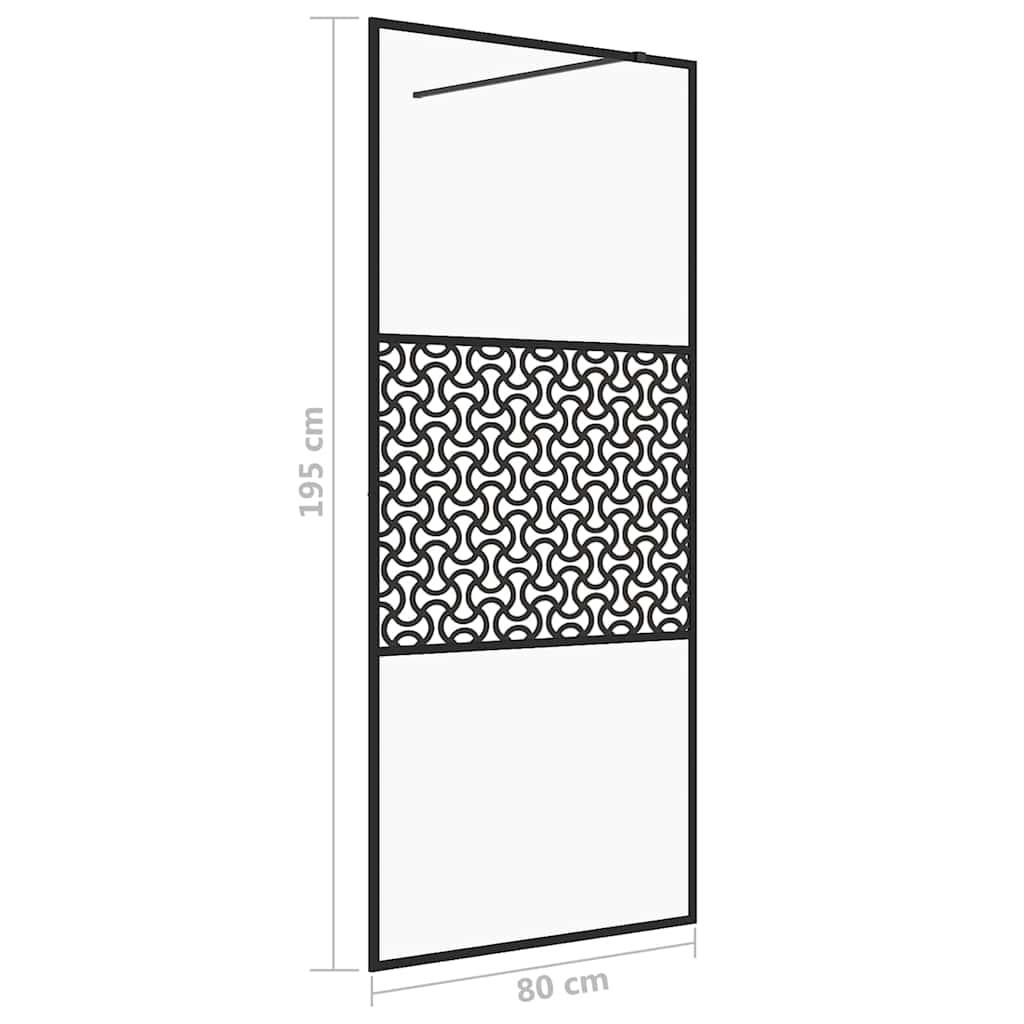 Pregrada za tuširanje s prozirnim staklom ESG 80 x 195 cm crna