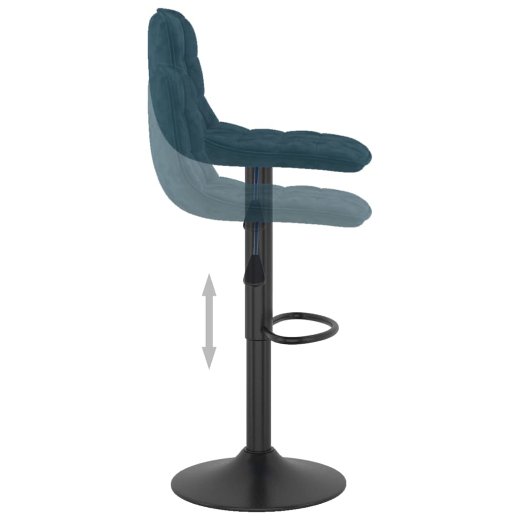 Barski stolci 2 kom plavi baršunasti