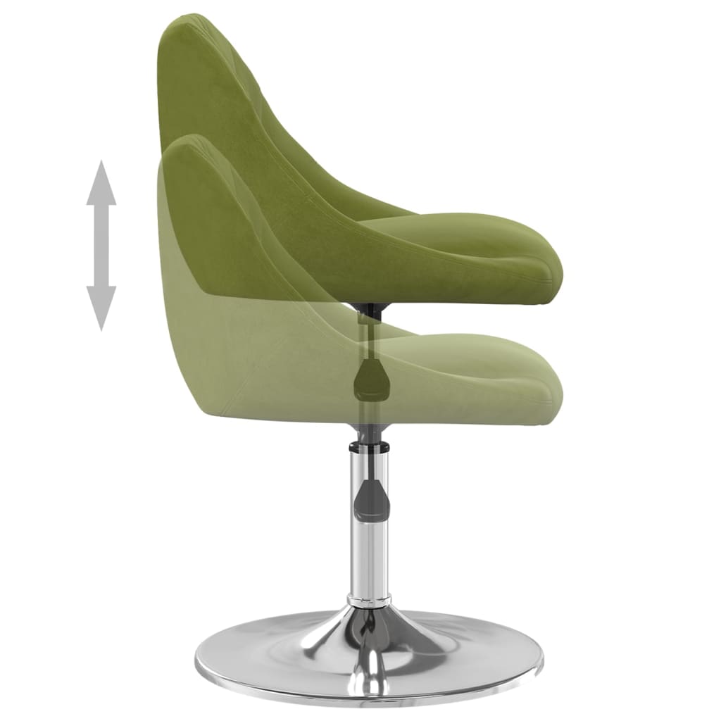 Okretne blagovaonske stolice 2 kom svjetlozelene baršunaste