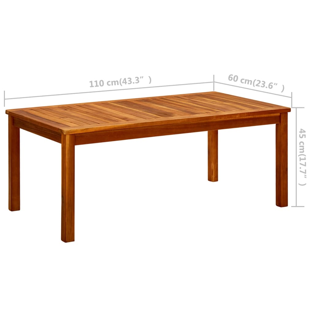 Vrtni stolić za kavu 110 x 60 x 45 cm masivno bagremovo drvo