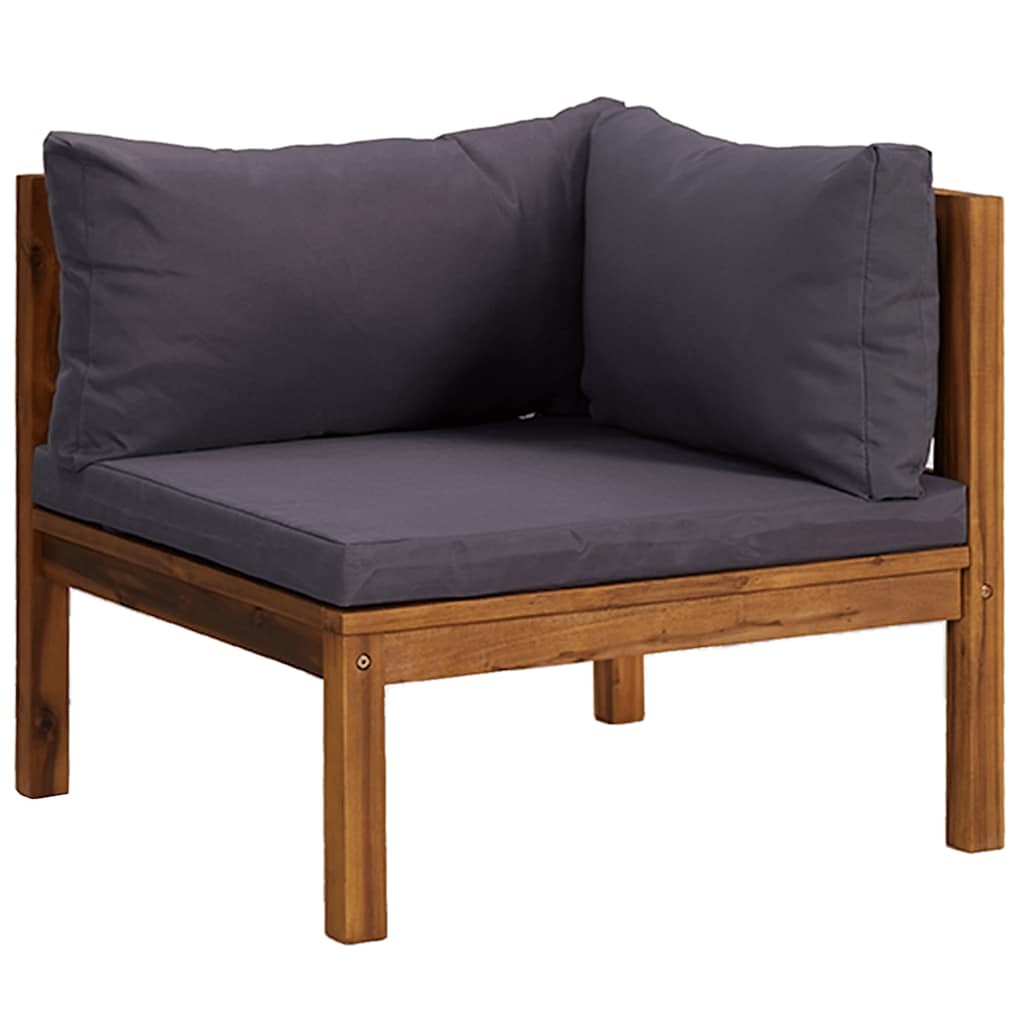 Modularna kutna sofa s tamnosivim jastucima bagremovo drvo
