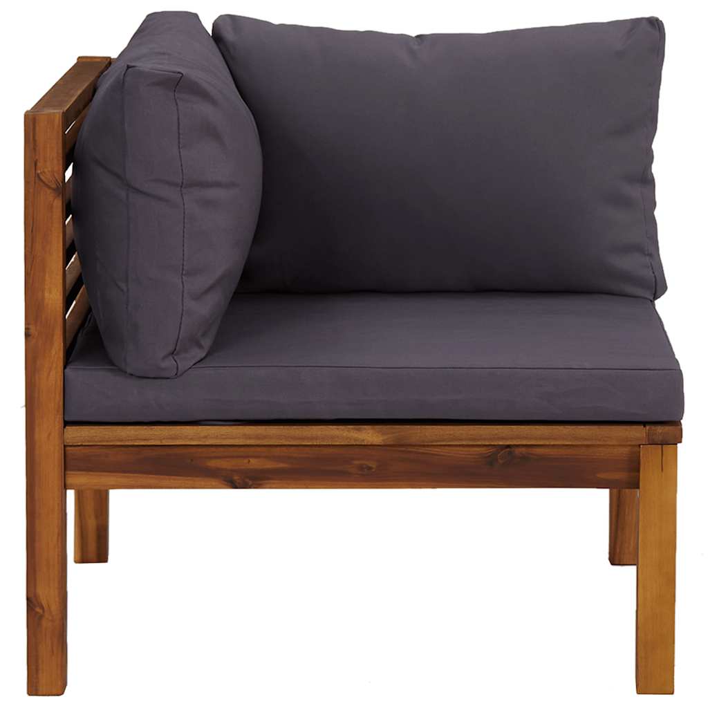 Modularna kutna sofa s tamnosivim jastucima bagremovo drvo