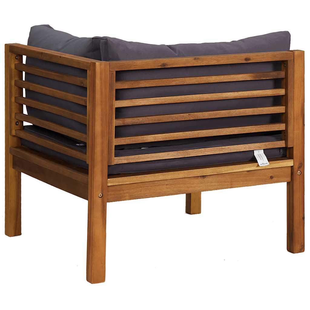 Modularna kutna sofa s tamnosivim jastucima bagremovo drvo