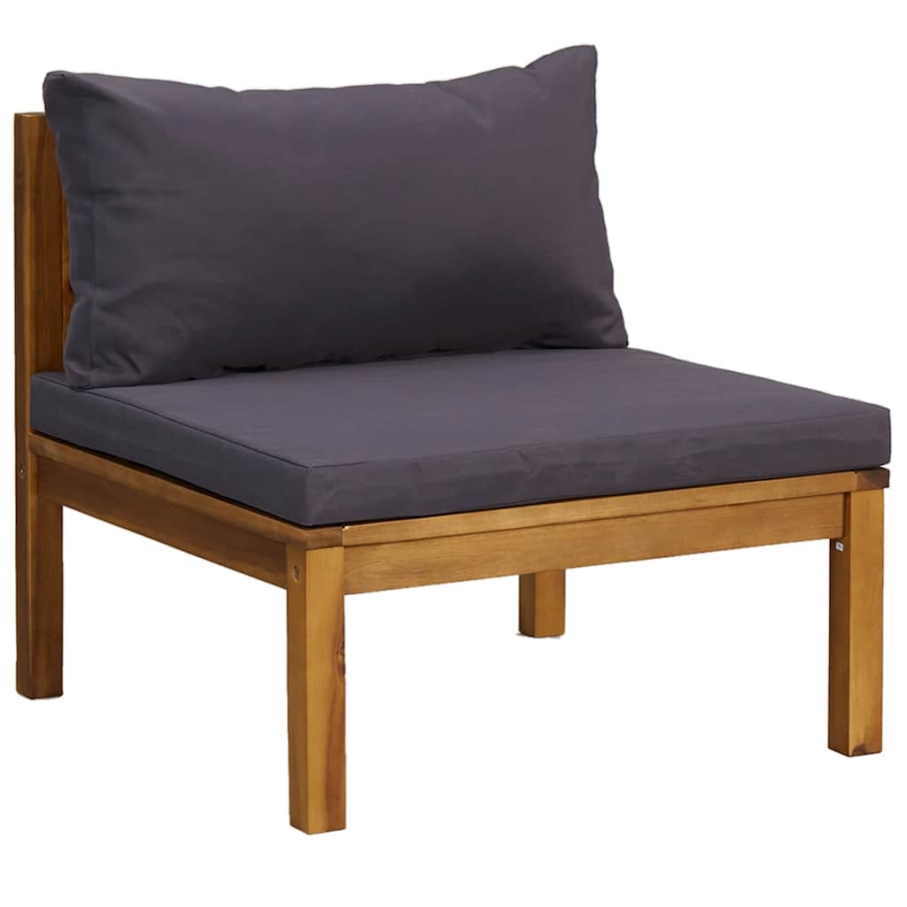 Modularna srednja sofa s tamnosivim jastucima bagremovo drvo