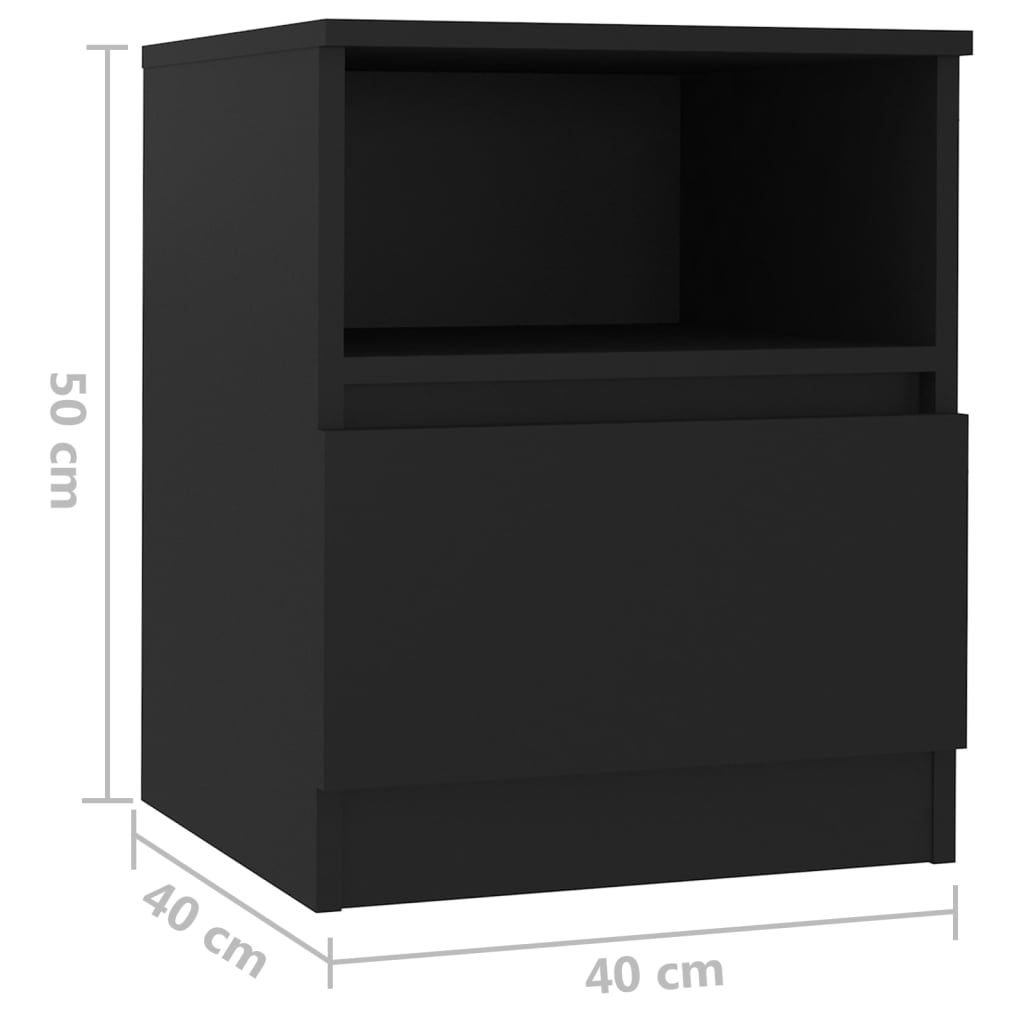 Noćni ormarići 2 kom crni 40 x 40 x 50 cm od konstruiranog drva